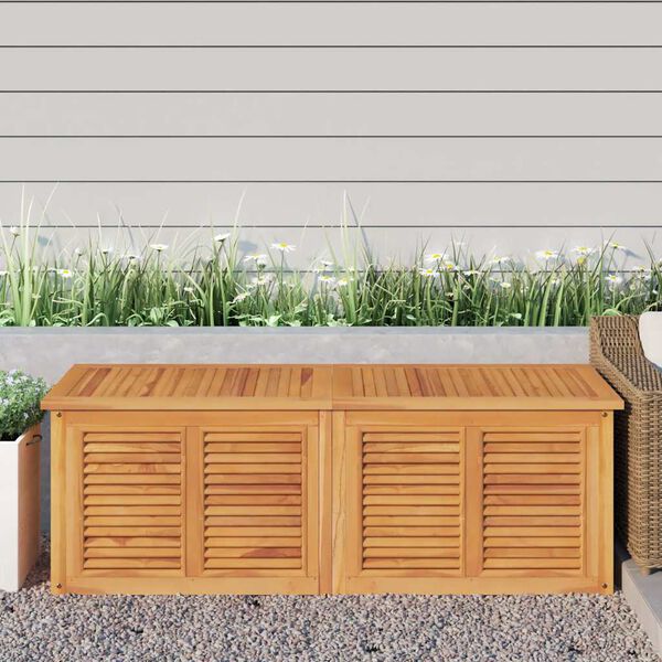 vidaXL Bo&icirc;te de rangement jardin et sac 150x50x55 cm bois massif teck