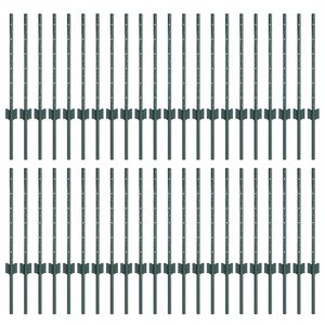 vidaXL Poteau de cl&ocirc;ture ench&acirc;ss&eacute; 44 pcs Vert 100 cm