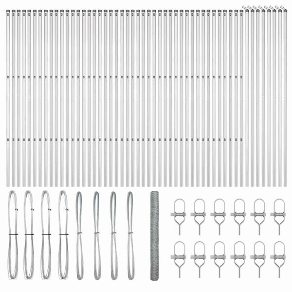 vidaXL Cl&ocirc;ture avec poteaux Argent 1.6 x 100 m Acier recouvert de PVC