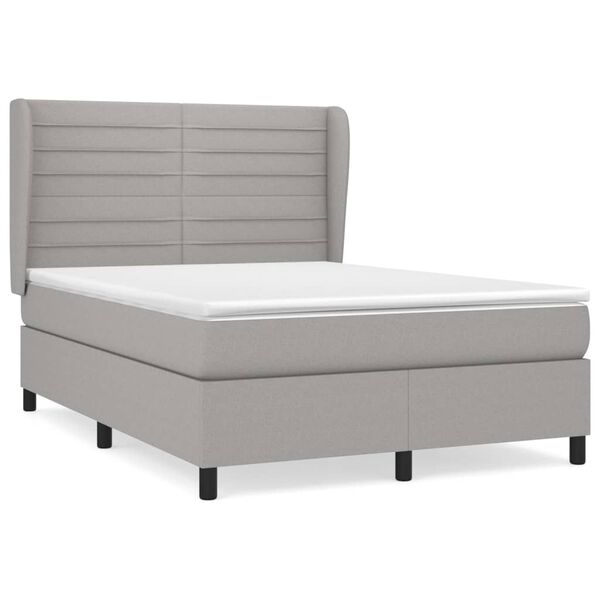 vidaXL Sommier &agrave; lattes de lit avec matelas Gris clair 140x200cm Tissu
