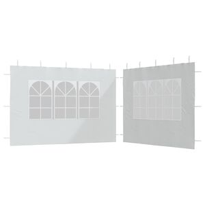 vidaXL Paroi de tente de r&eacute;ception 2 pcs avec fen&ecirc;tre PE Blanc