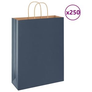 vidaXL Sacs en papier 250 pcs avec poign&eacute;es bleu 32x12x42 cm