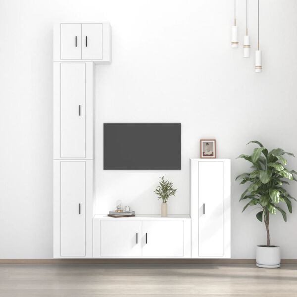 vidaXL Ensemble de meubles TV 5 pcs Blanc Bois d'ing&eacute;nierie