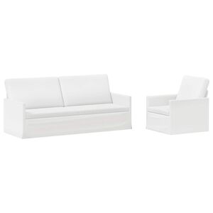 vidaXL Ensemble de Canap&eacute;s 2 pcs Blanc Tissu