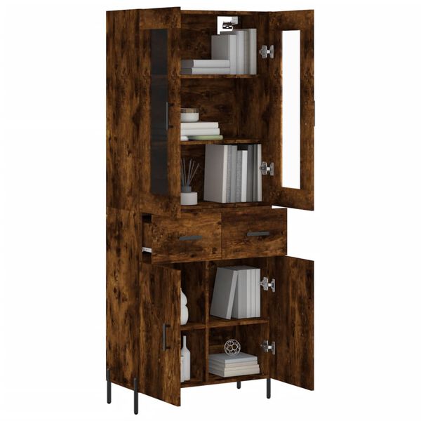 vidaXL Buffet haut Ch&ecirc;ne fum&eacute; 69,5x34x180 cm Bois d'ing&eacute;nierie