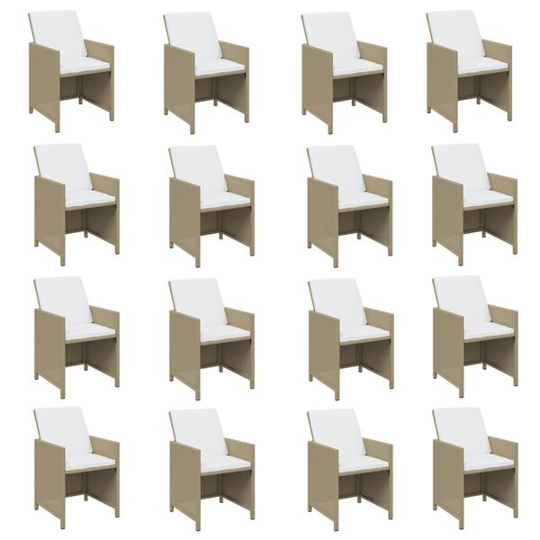 vidaXL Ensemble &agrave; manger de jardin coussins 17pcs R&eacute;sine tress&eacute;e Beige