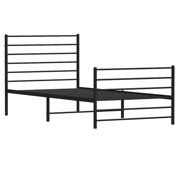 vidaXL Cadre de lit m&eacute;tal sans matelas avec pied de lit noir 90x200 cm