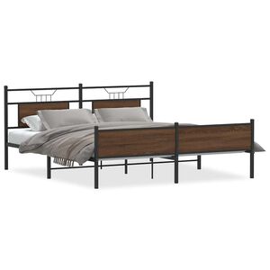 vidaXL Cadre de lit en m&eacute;tal sans matelas ch&ecirc;ne marron 160x200 cm