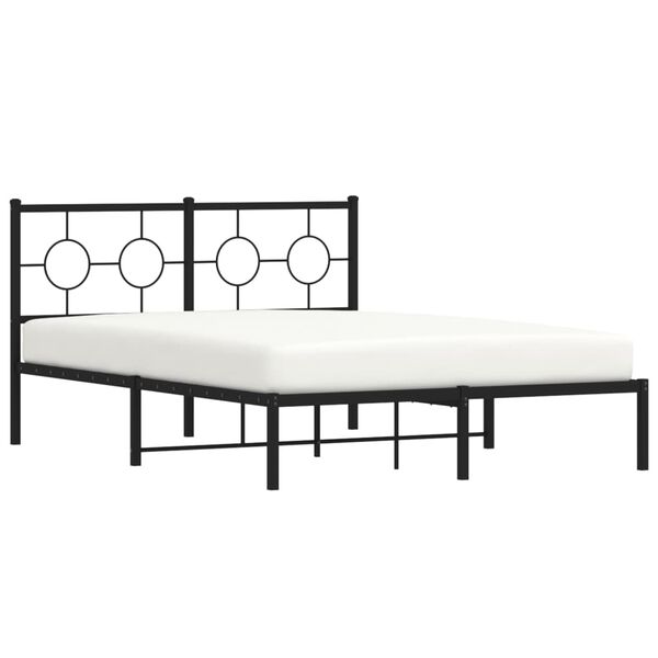 vidaXL Cadre de lit métal sans matelas avec tête de lit noir 135x190cm