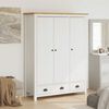vidaXL Garde-robe à 3 portes Hill Blanc 127x50x170 cm Bois pin solide