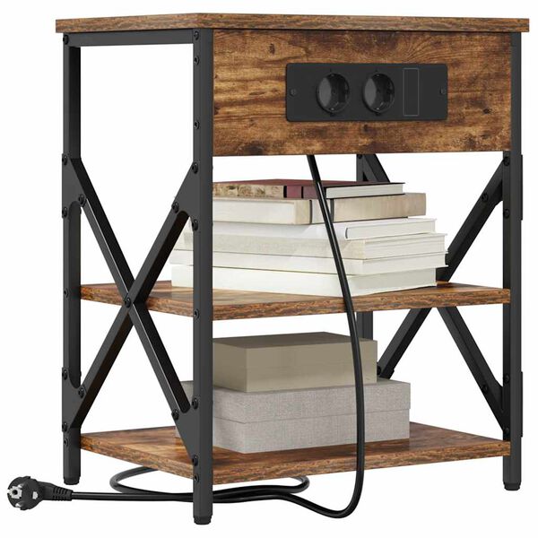 vidaXL Cabinet de chevet Ch&ecirc;ne fum&eacute; 41 x 31 x 51 cm Bois d'ing&eacute;nierie