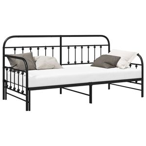 vidaXL Cadre de lit de jour Noir 90 x 200 cm Acier enduit de poudre