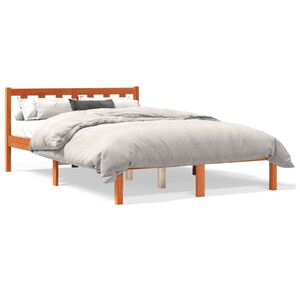 vidaXL Cadre de lit sans matelas cire marron 135x190cm bois pin massif
