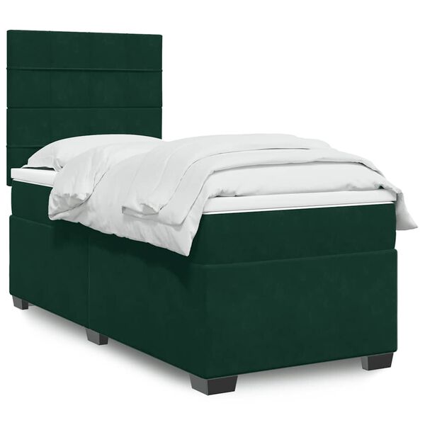 vidaXL Sommier &agrave; lattes de lit avec matelas Vert fonc&eacute; 90x190 cm