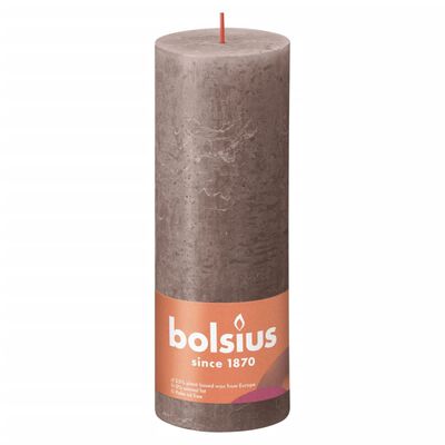 Bolsius Bougies pilier rustiques Shine 4 pcs 190x68 mm Taupe rustique