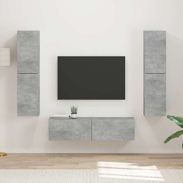 vidaXL Ensemble meuble TV 6 pcs Gris b&eacute;ton Bois d'ing&eacute;nierie
