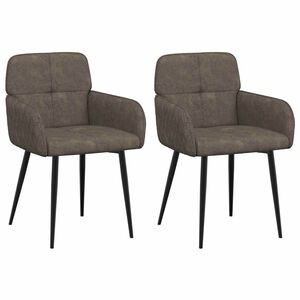 vidaXL Chaises de salle &agrave; manger 2 pc Simili daim Gris fonc&eacute;