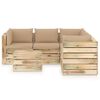 vidaXL Salon de jardin 6 pcs avec coussins Bois impr&eacute;gn&eacute; de vert