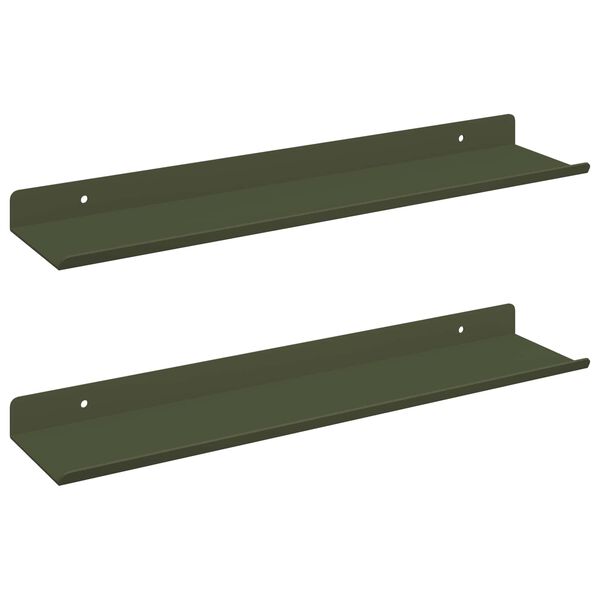vidaXL &Eacute;tag&egrave;re flottante 2 pcs Vert olive 40 x 8,5 x 2,5 cm Acier