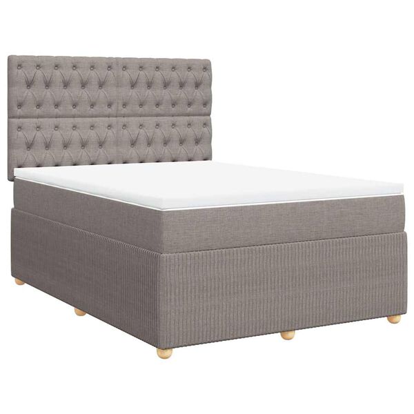vidaXL Sommier &agrave; lattes de lit avec matelas Taupe 160x200 cm Tissu