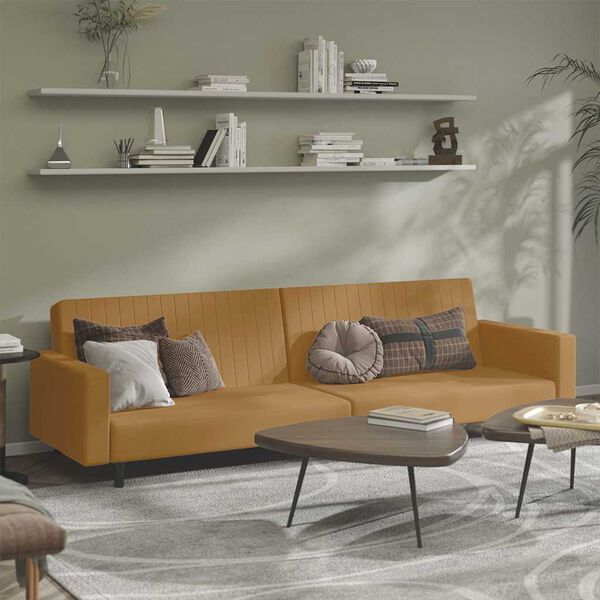 vidaXL Canapé-lit à 2 places marron velours