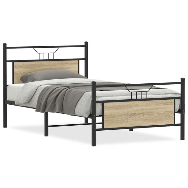 vidaXL Cadre de lit sans matelas ch&ecirc;ne sonoma 107x203 cm
