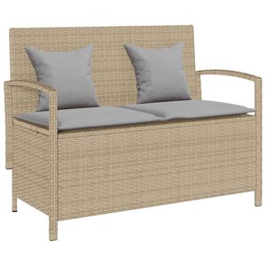 VidaXL Banc de rangement de jardin avec coussin beige r&eacute;sine tress&eacute;e