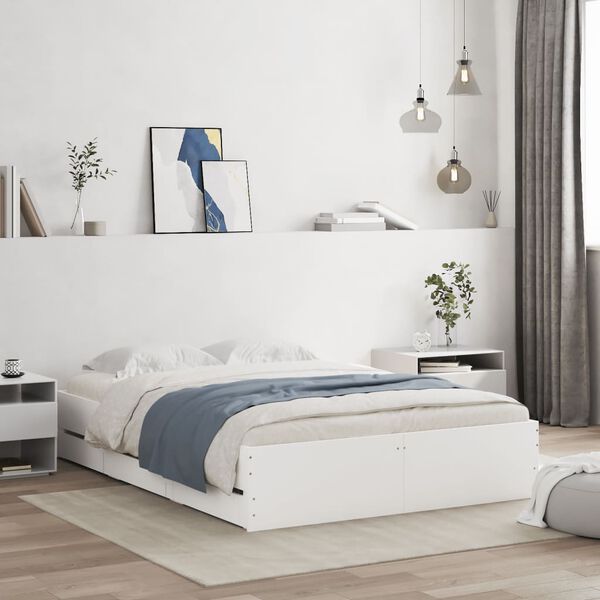 vidaXL Cadre de lit avec tiroirs sans matelas blanc 120x190 cm