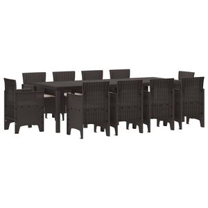 vidaXL Ensemble de salle &agrave; manger pour jardin 11 pcs Marron