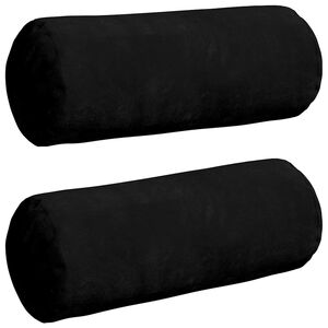 vidaXL Coussins d'accent 2 pcs Noir &Oslash; 15 x 40 cm Tissu en microfibre