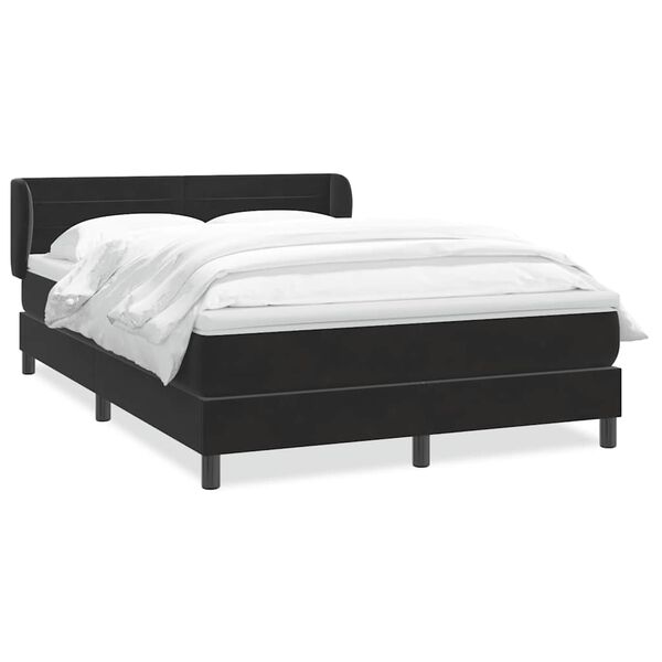 vidaXL Sommier &agrave; lattes de lit avec matelas noir 140x210 cm velours