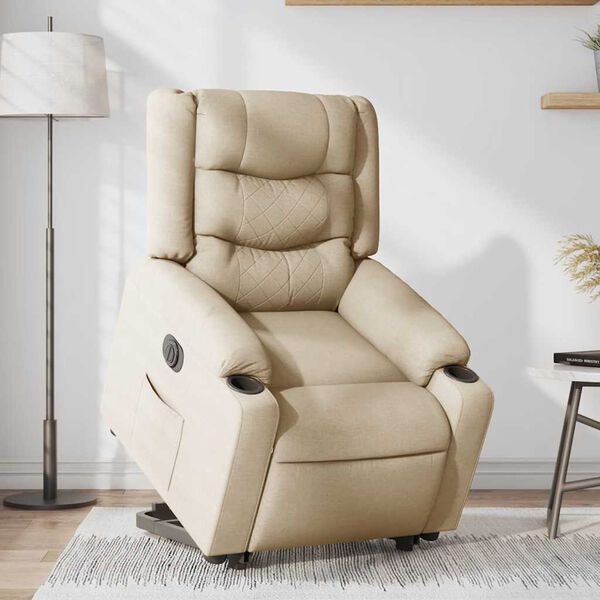 vidaXL Fauteuil inclinable &eacute;lectrique cr&egrave;me tissu