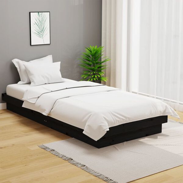 vidaXL Cadre de lit sans matelas noir bois massif 100x200 cm