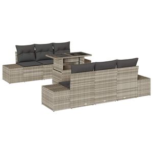 vidaXL Ensemble de canap&eacute; de jardin 7 pc Gris clair et gris fonc&eacute;