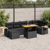 vidaXL Salon de jardin avec coussins 8 pcs noir r&eacute;sine tress&eacute;e acacia