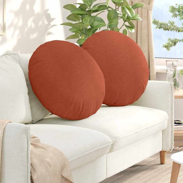 vidaXL Coussins de siège 2 pcs Rouge orange Ø 60 cm
