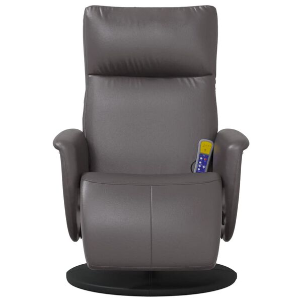vidaXL Fauteuil inclinable de massage repose-pieds gris similicuir