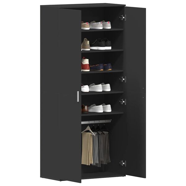 vidaXL Cabinet &agrave; chaussures Noir 80 x 39 x 178 cm Bois d'ing&eacute;nierie