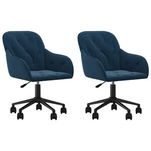 vidaXL Chaises pivotantes &agrave; manger lot de 2 Bleu Velours