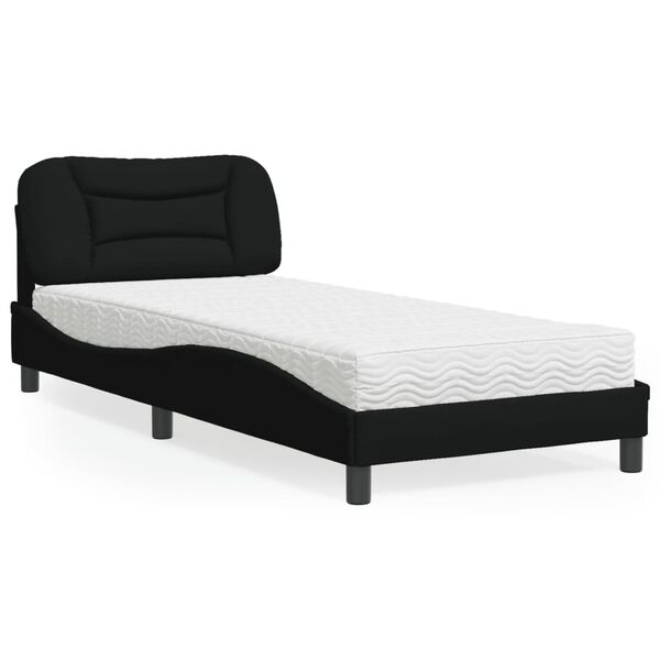 vidaXL Lit avec matelas Hvar noir 90x200 cm tissu