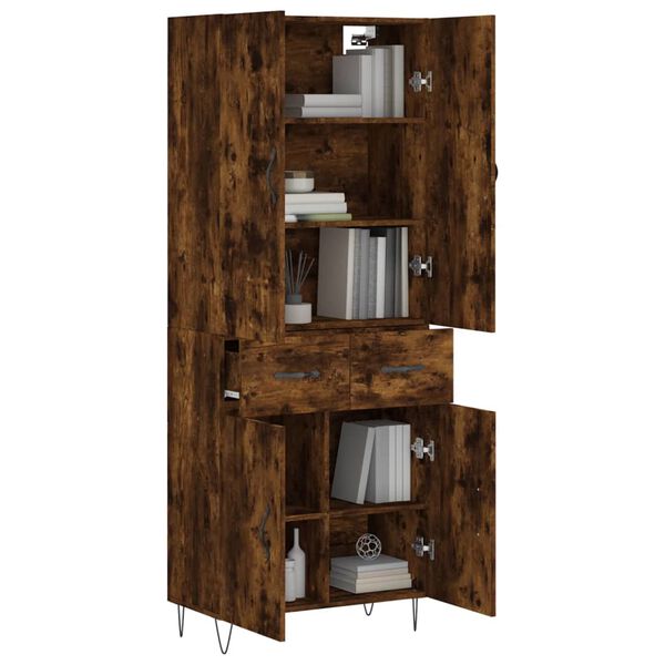 vidaXL Buffet haut Ch&ecirc;ne fum&eacute; 69,5x34x180 cm Bois d'ing&eacute;nierie