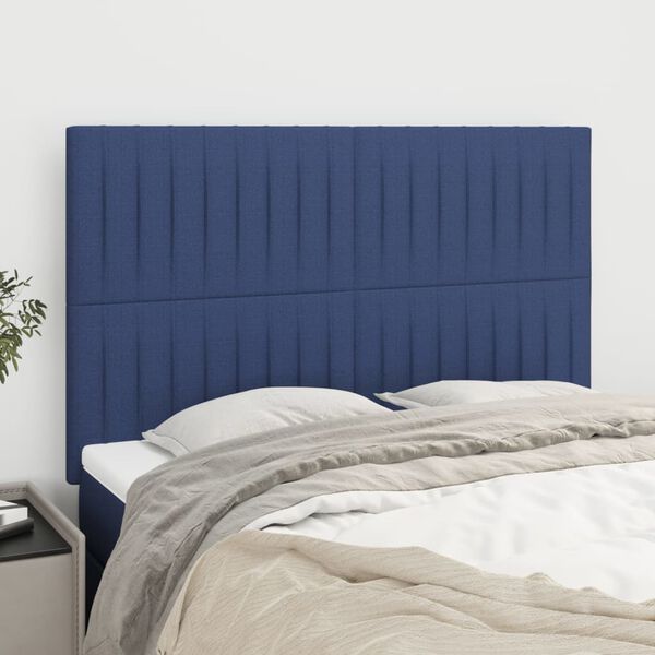 vidaXL T&ecirc;te de lit Bleu 144x5x118/128 cm Tissu