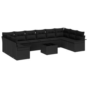 vidaXL Ensemble de canap&eacute; de jardin 11 pcs Beige Poly rotin