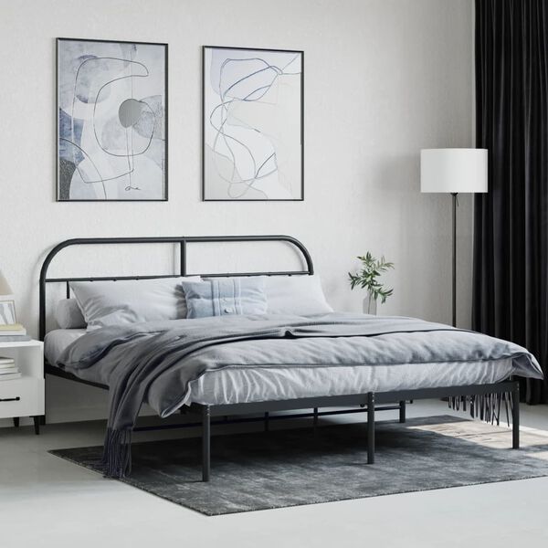 vidaXL Cadre de lit m&eacute;tal sans matelas et t&ecirc;te de lit noir 180x200 cm