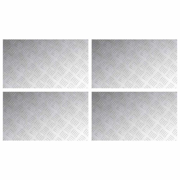 vidaXL Nez de marche Rectangulaire 4 pcs Argent&eacute; 70 x 40 cm Aluminium