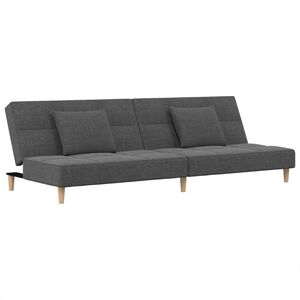vidaXL Canap&eacute;-lit &agrave; 2 places avec deux oreillers gris clair tissu