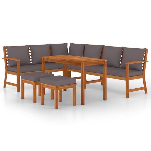 vidaXL Ensemble &agrave; manger de jardin coussins 7 pcs Bois acacia