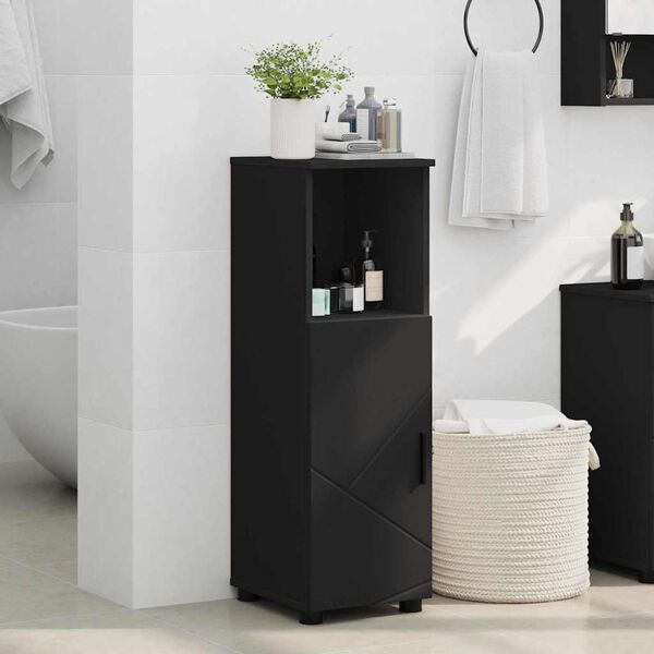 vidaXL Cabinet de salle de bain avec stockage Noir 30 x 35 x 95 cm