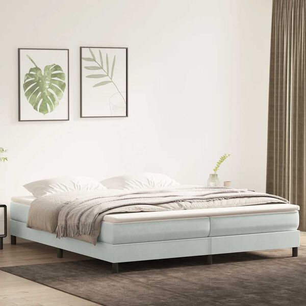 vidaXL Sommier &agrave; lattes de lit et matelas gris clair 180x210cm velours