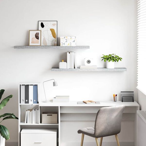 vidaXL &Eacute;tag&egrave;res murales flottantes 2 pcs gris b&eacute;ton 120x23,5x3,8cm MDF